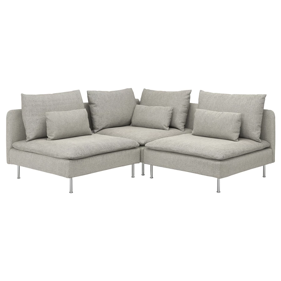 3-местный угловой диван - IKEA SÖDERHAMN/SODERHAMN, 99x192см, серый/светло-серый, СЕДЕРХАМН ИКЕА (изображение №1)