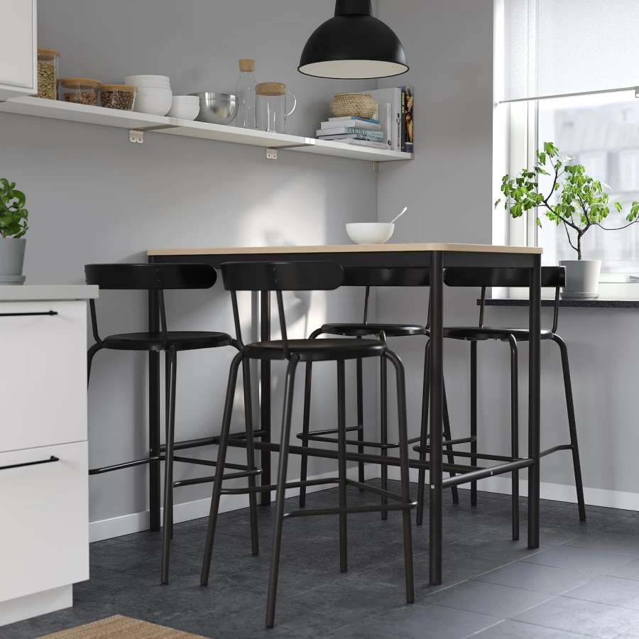 Барный стул - YNGVAR IKEA/ ИНГВАР ИКЕА, 99х53х51 см, черный (изображение №2)