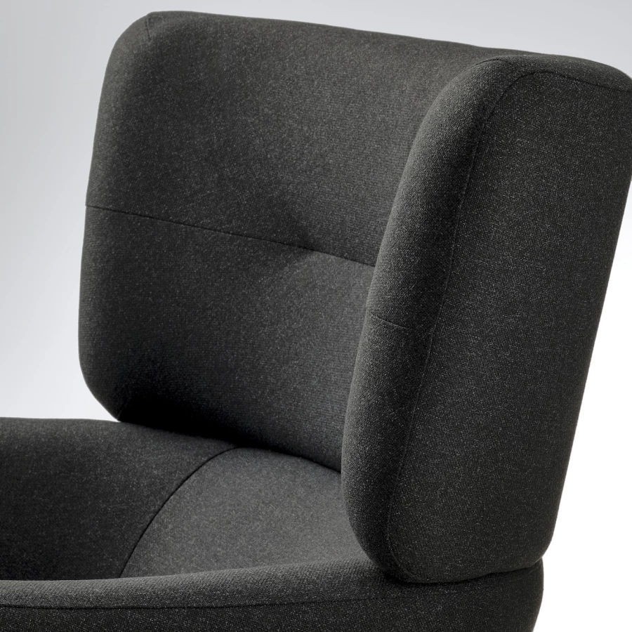 Кресло с подлокотником и пуф - IKEA OSKARSHAMN, 82х96х101 см, черный, ОСКАРСХАМН ИКЕА (изображение №5)