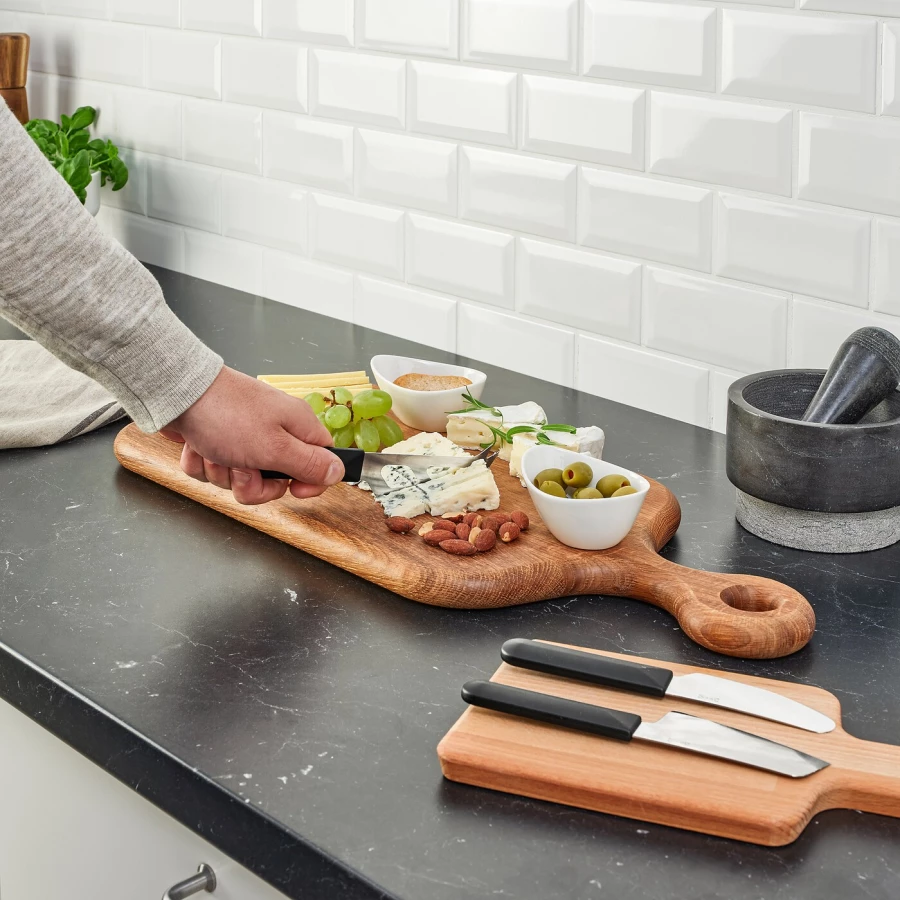 Набор ножей для сыра - IKEA SKARLANGA/SKÄRLÅNGA, 3 предмета, нержавеющая сталь/черный, СКЭРЛОНГА ИКЕА (изображение №8)
