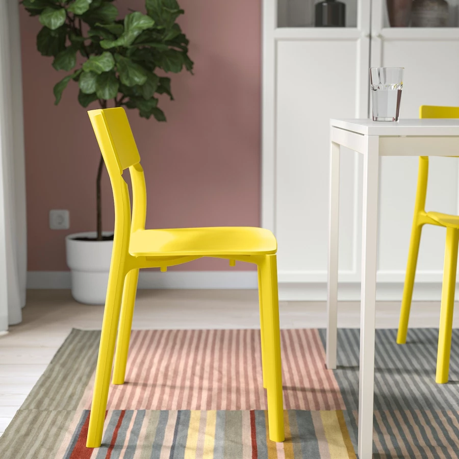 Стул - IKEA JANINGE,76х50х46 см. пластик желтый, ЯНИНГЕ ИКЕА (изображение №5)