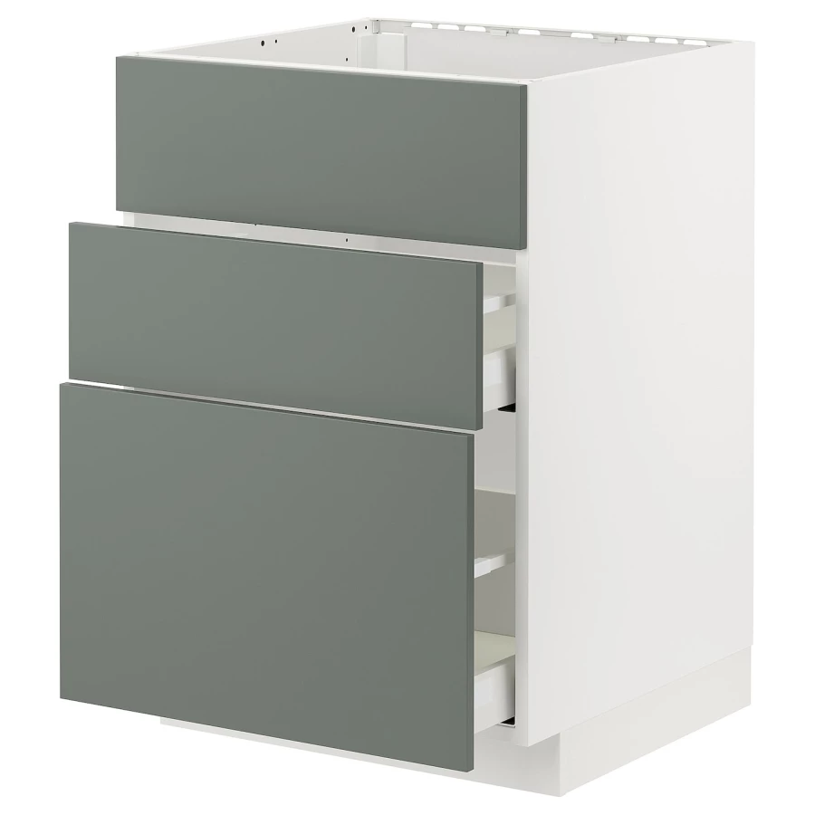 Напольный шкаф - IKEA METOD MAXIMERA, 62x80x60см, белый/серо-зеленый, МЕТОД МАКСИМЕРА ИКЕА (изображение №1)