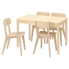 Стол и 4 стула - RÖNNINGE / LISABO IKEA/ РЕННИНГЕ/ЛИСАБО ИКЕА, 173/118х78х75 см, бежевый (дерево)