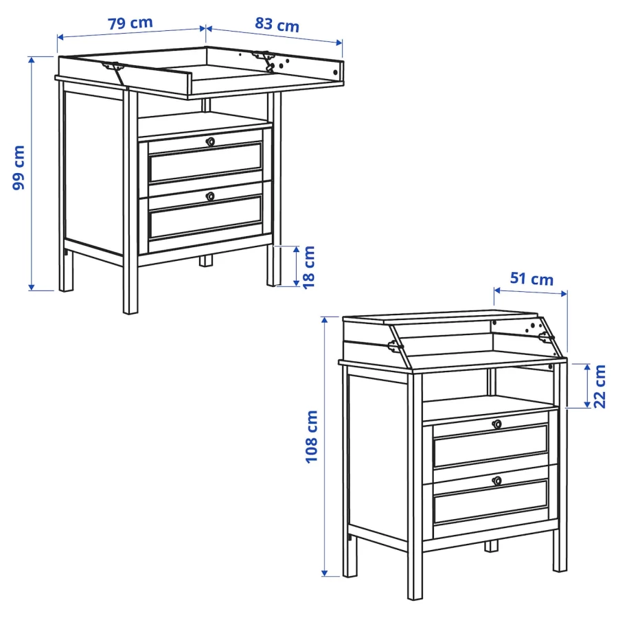 Столик пенальный - IKEA SUNDVIK, 108х79 см, белый, СУНДВИК ИКЕА (изображение №4)