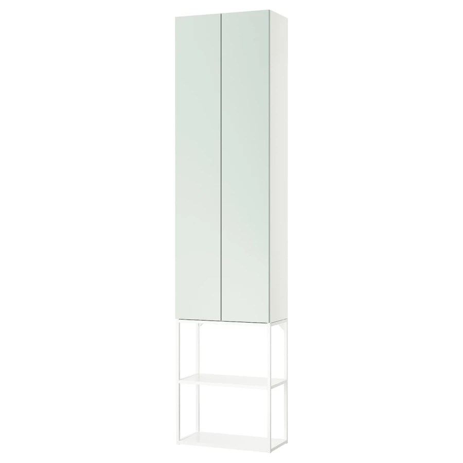 Книжный шкаф - IKEA ENHET/ЭНХЕТ ИКЕА, 60х32х255 см, светло-зеленый/белый (изображение №1)