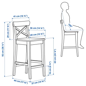 Второе фото. ROSENTORP Барный стул со спинкой ИКЕА