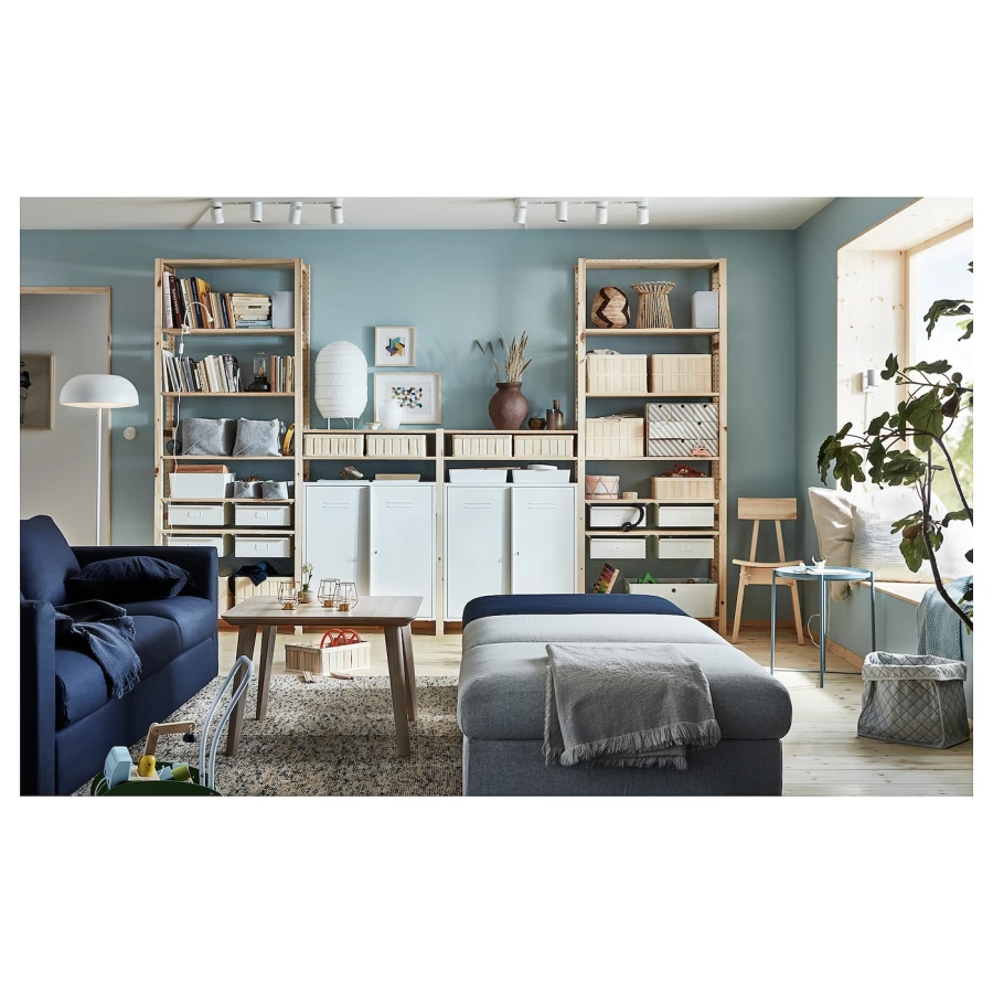 Комбинация для хранения - IKEA IVAR/ ИВАР ИКЕА, 344х30х226 см, сосна/белый (изображение №2)