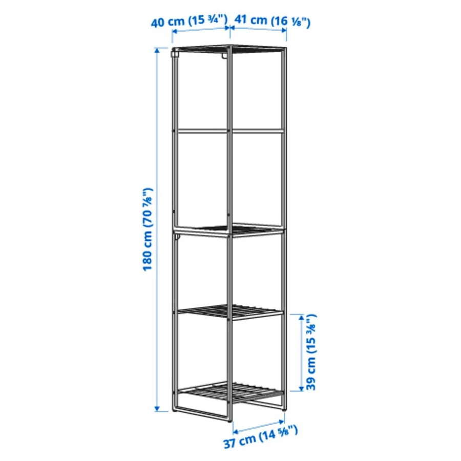 Книжный шкаф - JOSTEIN IKEA/ ЙОСТЕЙН ИКЕА,  180х41 см, белый (изображение №4)