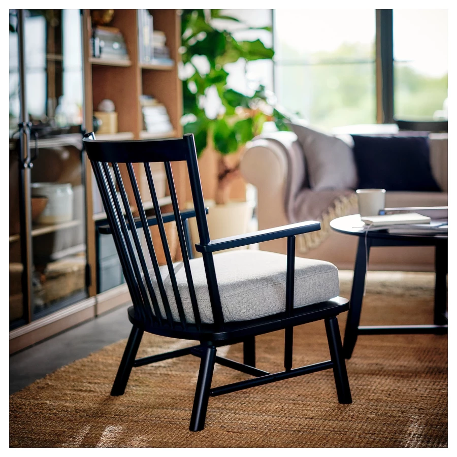 Кресло - IKEA PERSBOL, 69х70х84 см, черный/серый, ПЕРСОБОЛ ИКЕА (изображение №4)