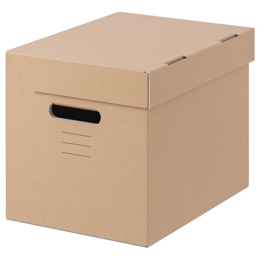 Коробка с крышкой - PAPPIS IKEA/ ПАППИС ИКЕА, 25х34х26 см, бежевый (изображение №1)