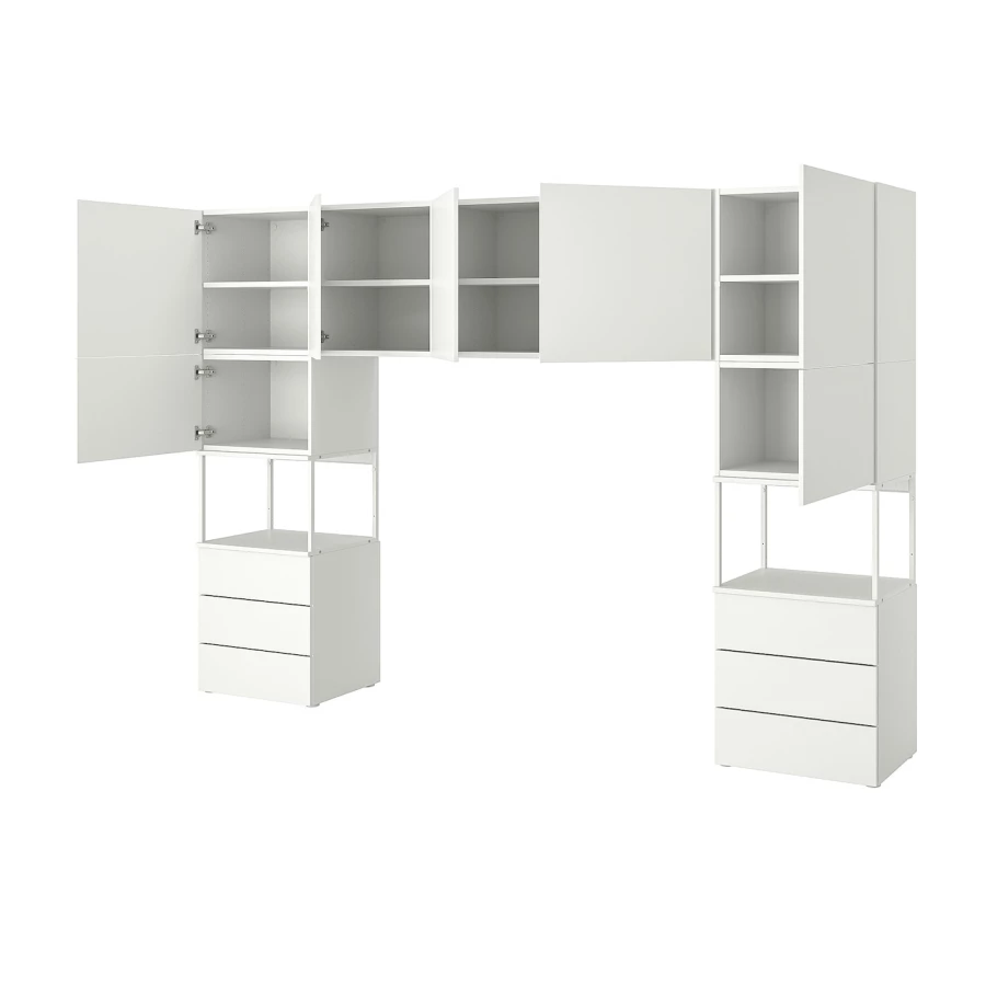 Шкаф 7 дверей + 6 ящиков - IKEA PLATSA/ПЛАТСА ИКЕА, 42х201х300 см, белый (изображение №1)