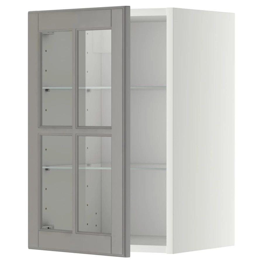 Шкаф со стеклянными дверцами  - METOD  IKEA/  МЕТОД ИКЕА, 60х40 см, белый/серый (изображение №1)
