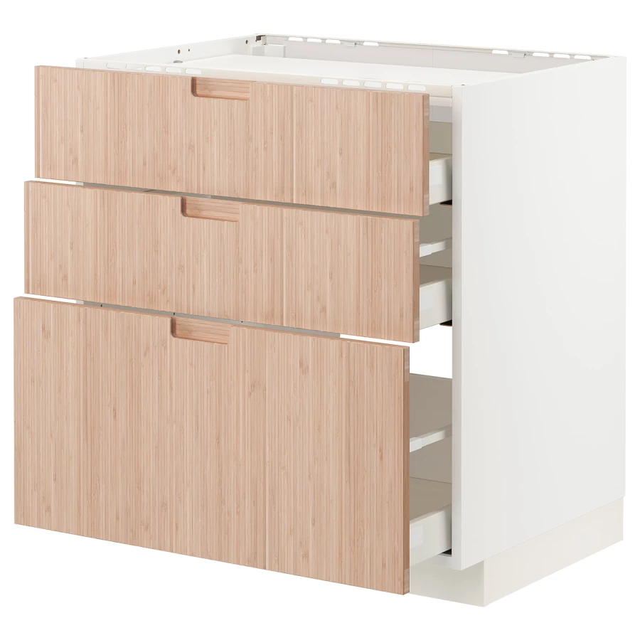 Напольный кухонный шкаф  - IKEA METOD MAXIMERA, 88x62x80см, белый/светлый ясень, МЕТОД МАКСИМЕРА ИКЕА (изображение №1)