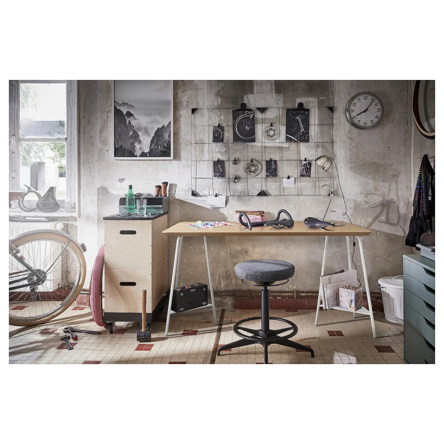 Письменный стол - IKEA ANFALLARE/TILLSLAG, 140х65 см, бамбук/белый, АНФАЛЛАРЕ/ТИЛЛЬСЛАГ ИКЕА (изображение №4)