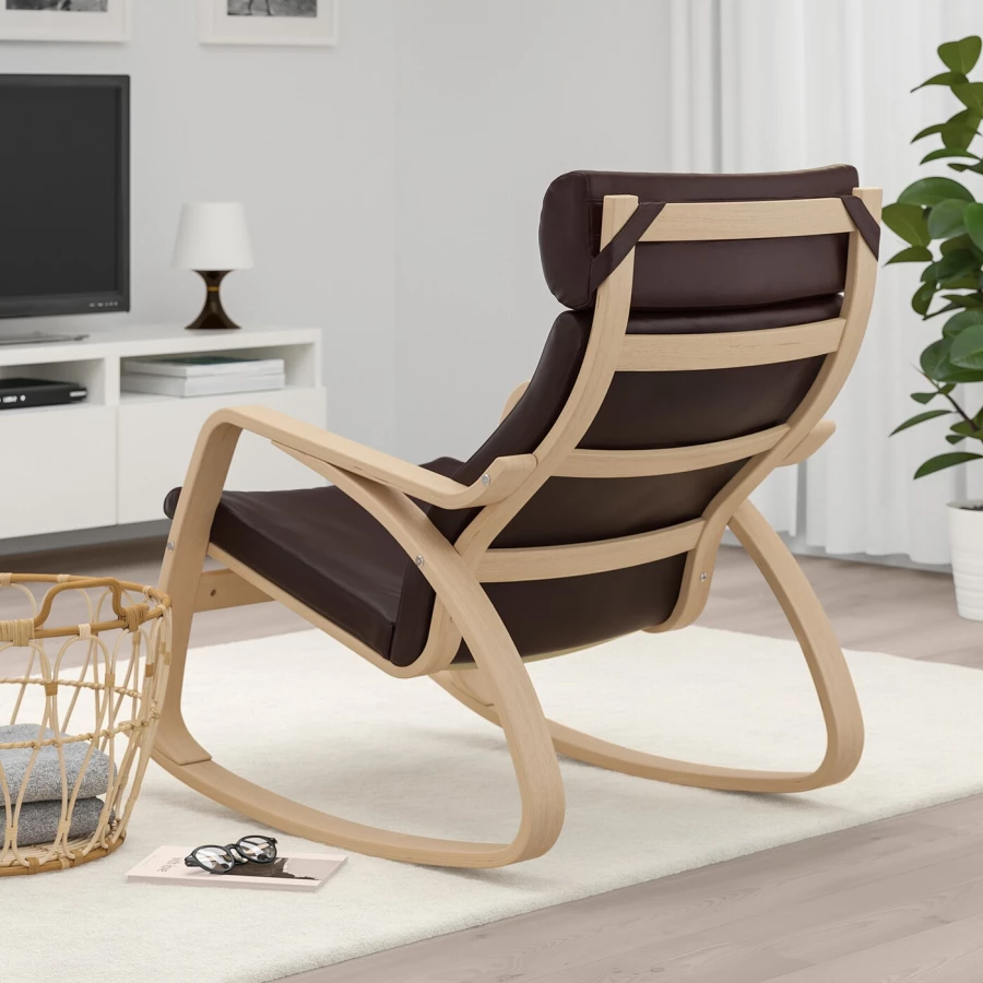 Кресло-качалка - IKEA POÄNG/POANG/ПОЭНГ ИКЕА, 68х94х95 см, темно-коричневый (изображение №3)