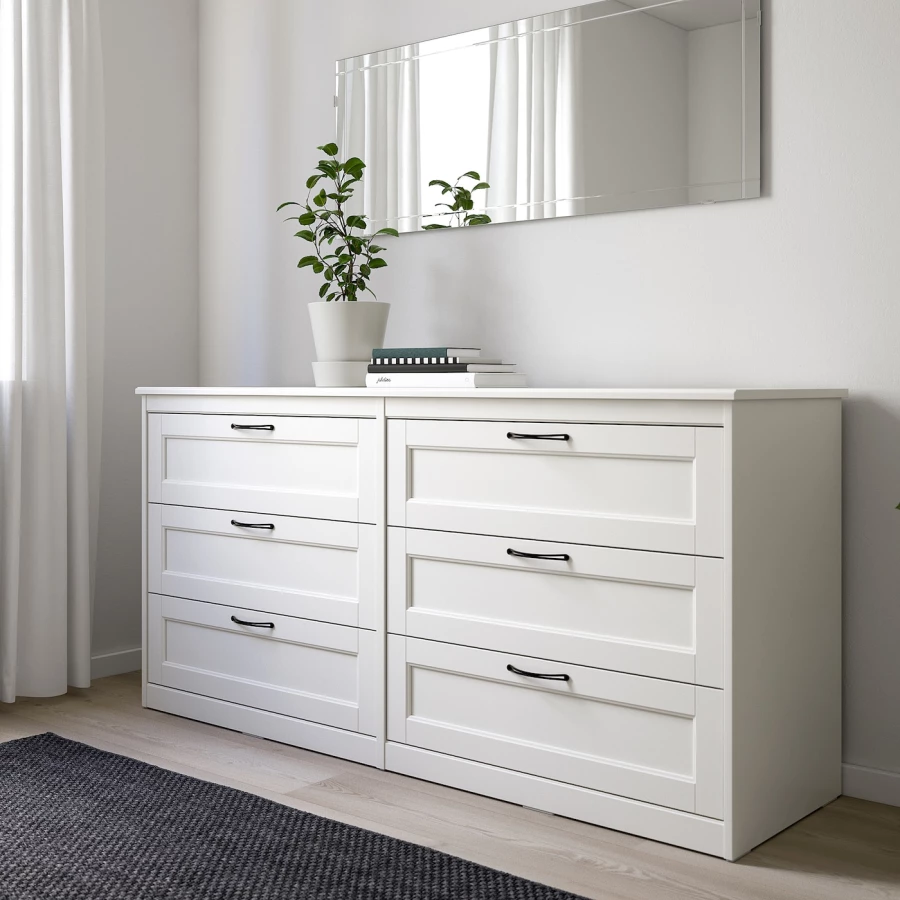 Комбинация мебели для спальни - IKEA SONGESAND, 200x160см, белый, СОНГЕСАНД ИКЕА (изображение №6)