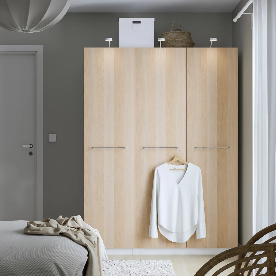 Шкаф - IKEA PAX/FORSAND/ПАКС/ФОРСАНД ИКЕА, 60х150х201,2 см, белый/светло-коричневый (изображение №2)