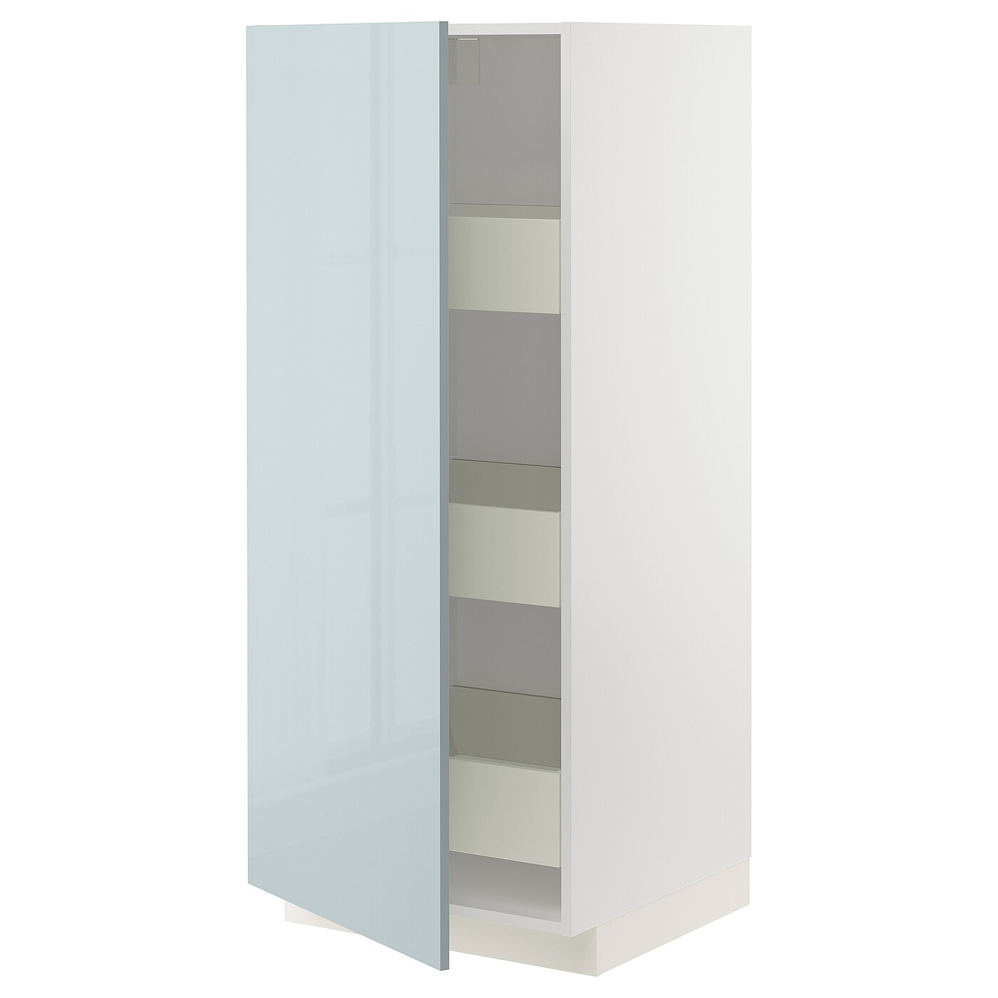 Высокий шкаф с ящиками - IKEA METOD/MAXIMERA/МЕТОД/МАКСИМЕРА ИКЕА, 140х60х60 см, белый/голубой глянцевый