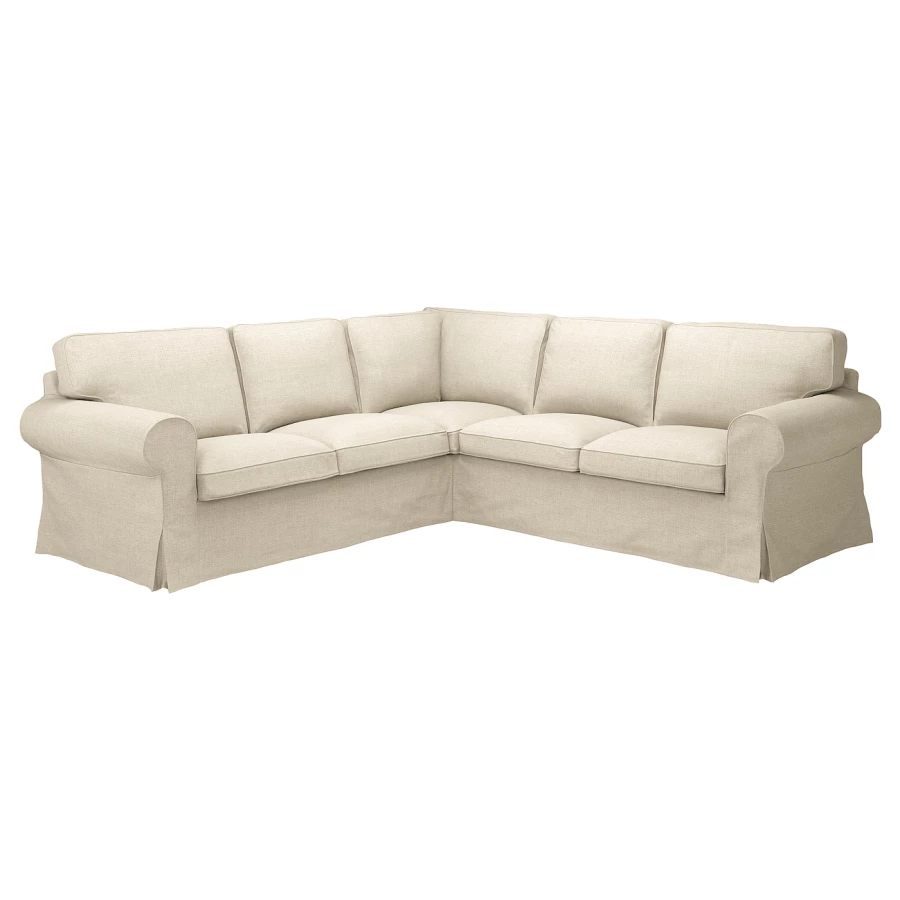 4-местный угловой диван - IKEA EKTORP, 88x243см, светло-бежевый, ЭКТОРП ИКЕА (изображение №1)