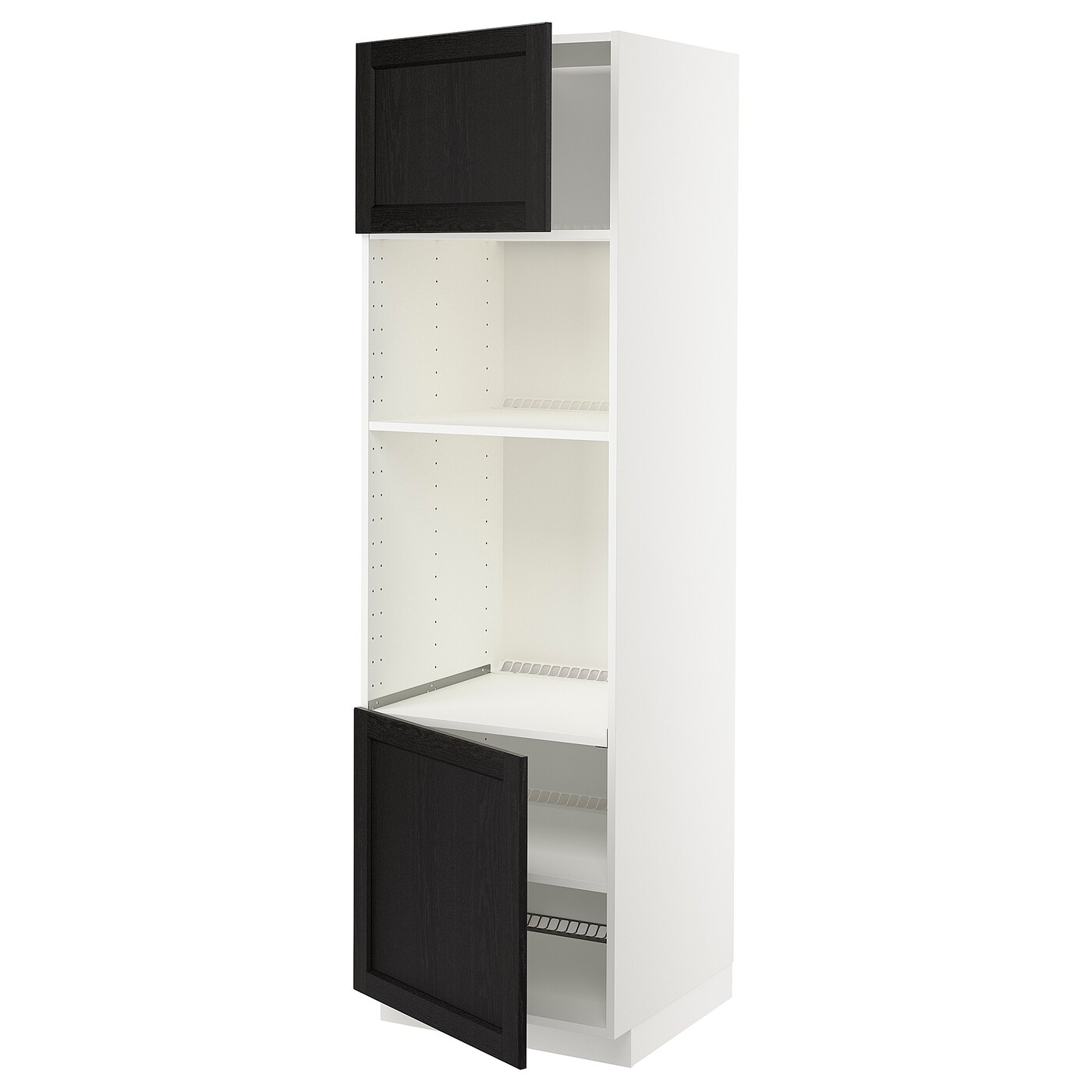 Кухонный шаф-пенал - METOD IKEA/ МЕТОД ИКЕА, 208х60 см, белый/черный