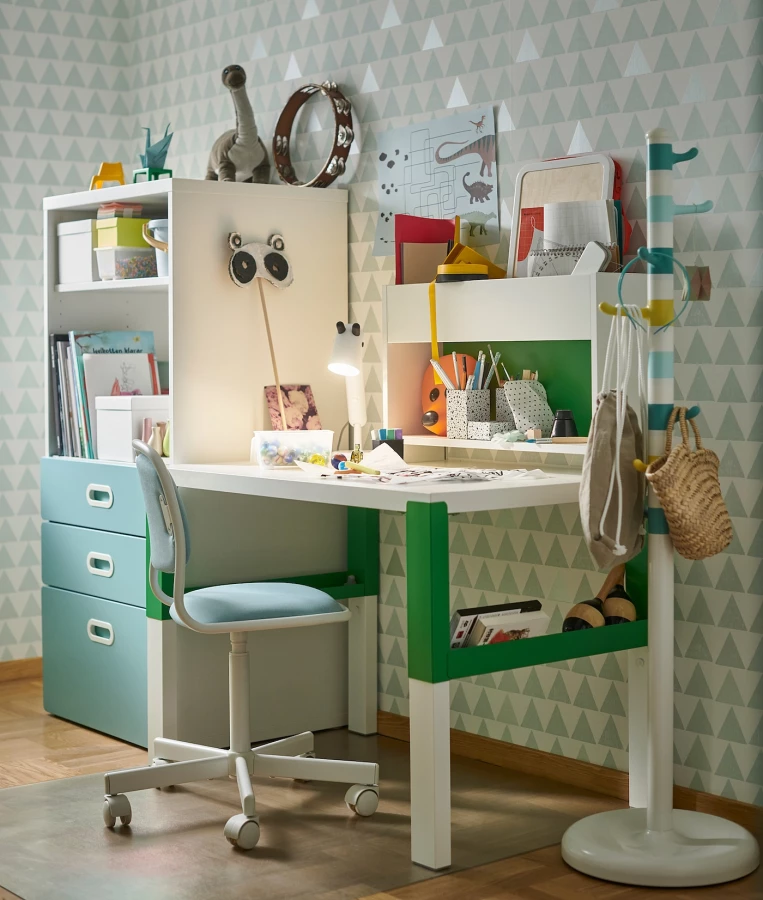 Стул детский - IKEA ÖRFJÄLL/ORFJALL /ОРФЬЕЛЛЬ ИКЕА, 83х53 см, белый/голубой (изображение №3)