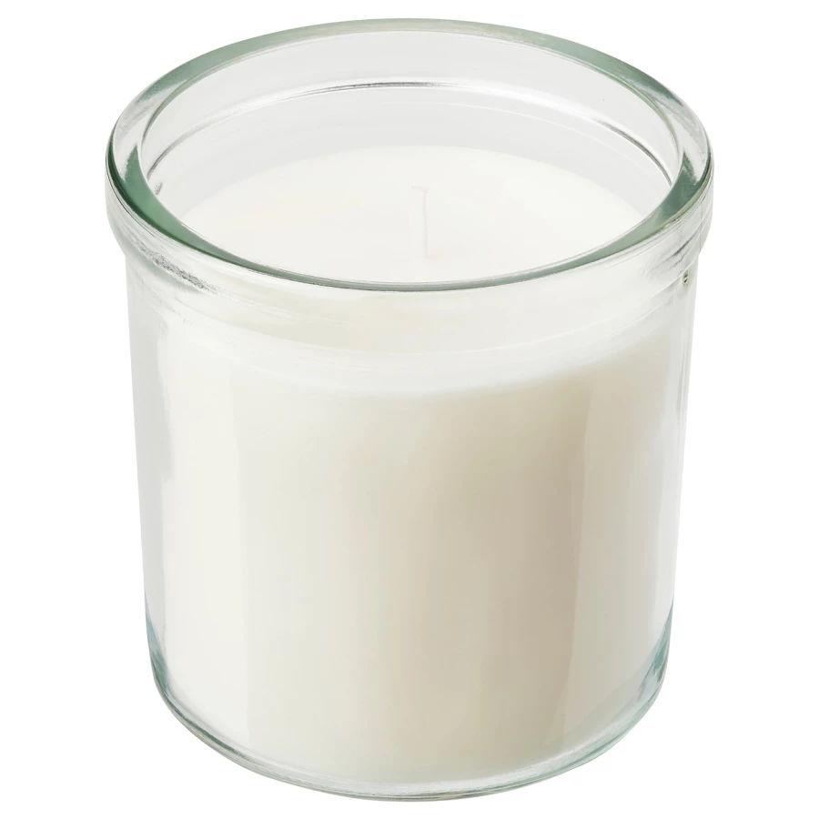 Ароматическая свеча в стакане - IKEA JÄMLIK/JAMLIK/ЯМЛИК ИКЕА, 8х8,5 см, белый (изображение №1)
