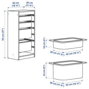 Стеллаж - IKEA TROFAST, 93х44х56 см, серый/ярко-красный, ТРУФАСТ ИКЕА