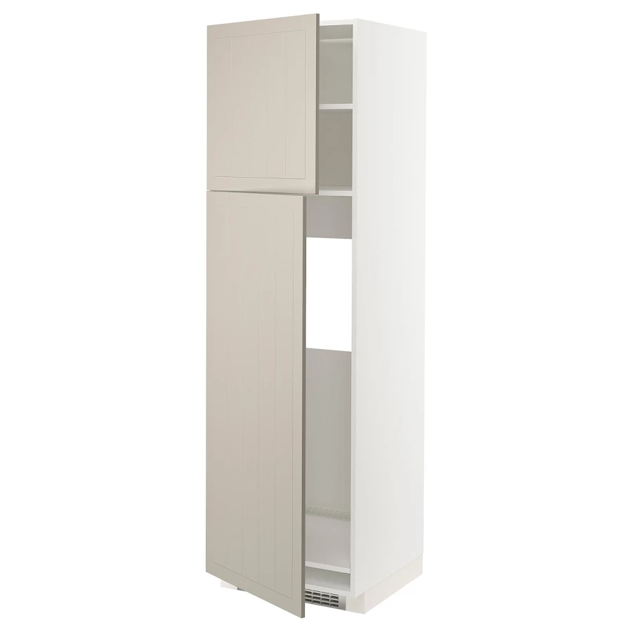 Кухонный шкаф-пенал - IKEA METOD/МЕТОД ИКЕА, 200х60х60 см, белый/бежевый (изображение №1)