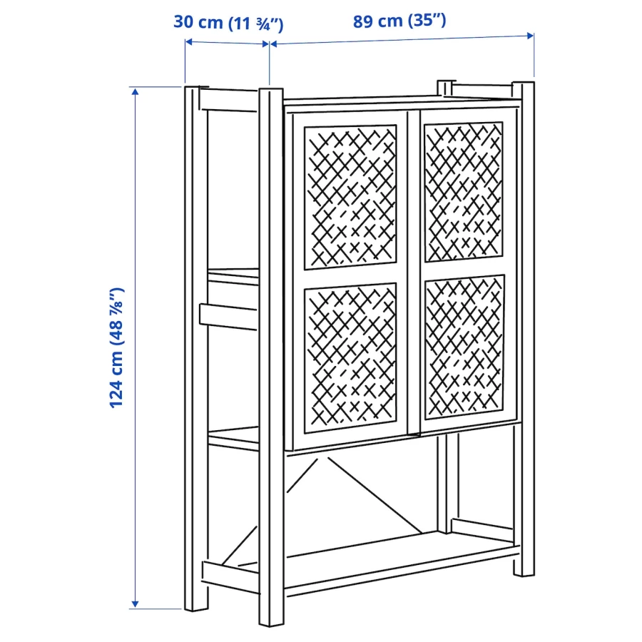 Книжный шкаф - IVAR IKEA/ ИВАР ИКЕА,  124х89 см, под беленый дуб (изображение №5)