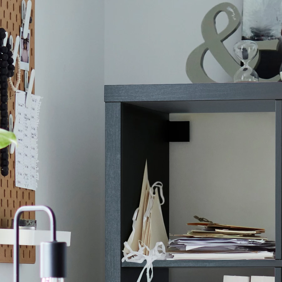 Стеллаж 4 ячейки с дверцами - IKEA KALLAX, 77х77 см, черный, КАЛЛАКС ИКЕА (изображение №4)