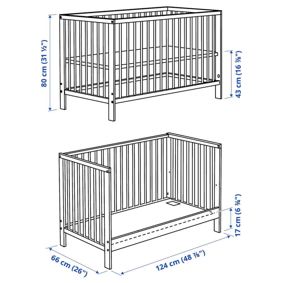 Кровать для новорожденных - IKEA GULLIVER, 60x120 см, белый, ГУЛЛИВЕР ИКЕА (изображение №6)