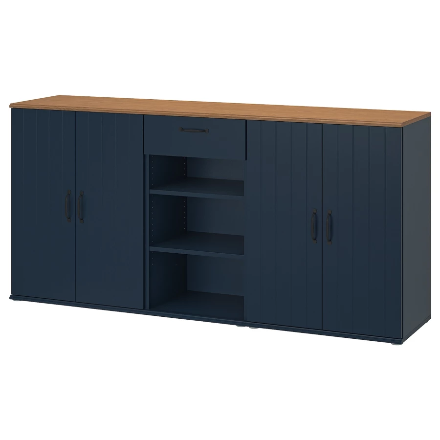 Шкаф - SKRUVBY  IKEA/ СКРУВБИ ИКЕА, 90х190 см, синий/под беленый дуб (изображение №1)