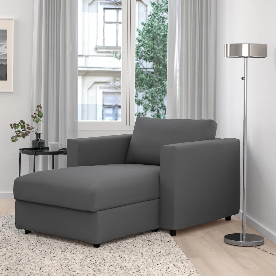 Кресло-кровать - IKEA VIMLE, 111х164х83 см, серый, ВИМЛЕ ИКЕА (изображение №2)