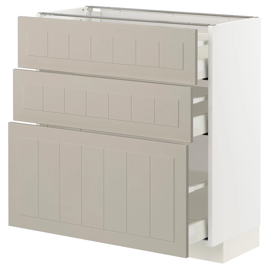Напольный шкаф - IKEA METOD MAXIMERA, 88x39,5x80см,  белый/темно-бежевый, МЕТОД МАКСИМЕРА ИКЕА (изображение №1)