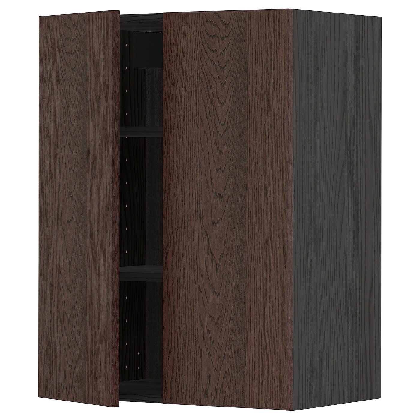 Навесной шкаф с полкой - METOD IKEA/ МЕТОД ИКЕА, 80х60 см,  коричневый /черный