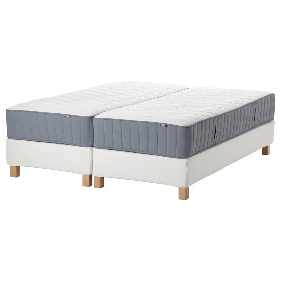 Континентальная кровать - IKEA ESPEVÄR/VÅGSTRANDA/ESPEVAR/VAGSTRANDA, 200х160 см, матрас средне-жесткий, белый, ЭСПЕВАР/ВЭГСТРАНДА ИКЕА (изображение №1)