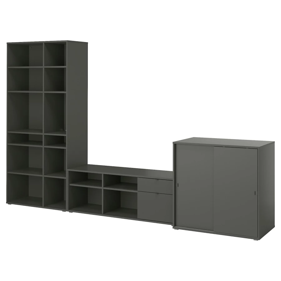 Комбинация для хранения - VIHALS  IKEA/ ВИХАЛС ИКЕА, 337х47х200  см, серый (изображение №1)