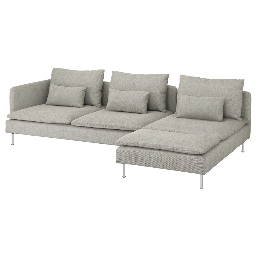 3-местный диван и козетка - IKEA SÖDERHAMN/SODERHAMN, 99x291см, серый/светло-серый, СЕДЕРХАМН ИКЕА (изображение №1)