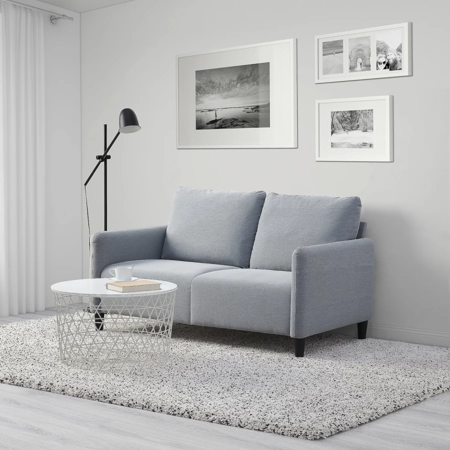 Диван 2-местный - IKEA ANGERSBY/ЭНГЕРСБИ ИКЕА, 89х84х137 см, серый (изображение №2)