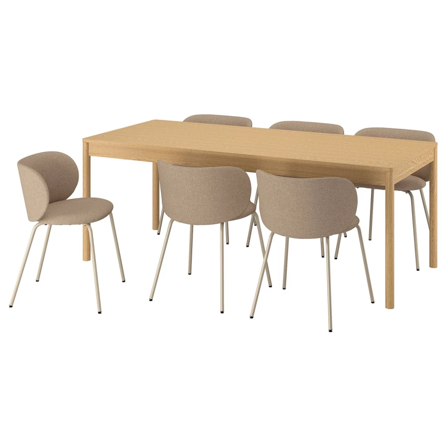 Стол и 6 стульев - IKEA TONSTAD / ТОНСТАД ИКЕА, 200х85 см, светло-коричневый (изображение №1)