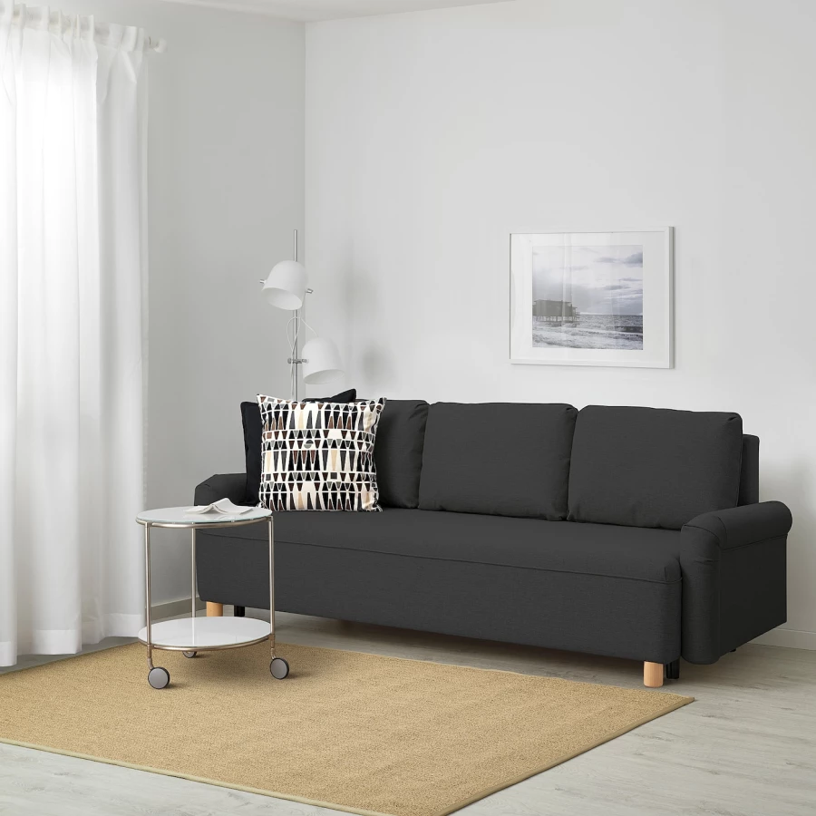 3-местный диван-кровать - IKEA GRUNNARP, 92x236см, черный, ГРУННАРП ИКЕА (изображение №3)