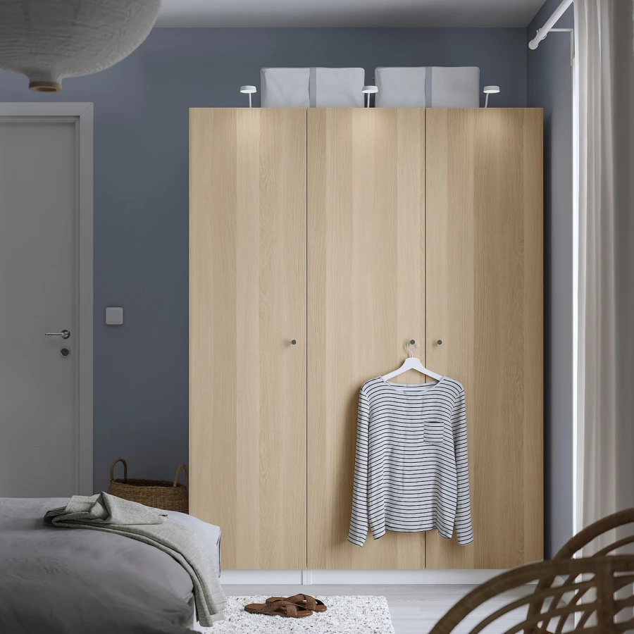 Шкаф - IKEA PAX/FORSAND/ПАКС/ФОРСАНД ИКЕА, 150х60х201,2 см, белый/светло-коричневый (изображение №3)