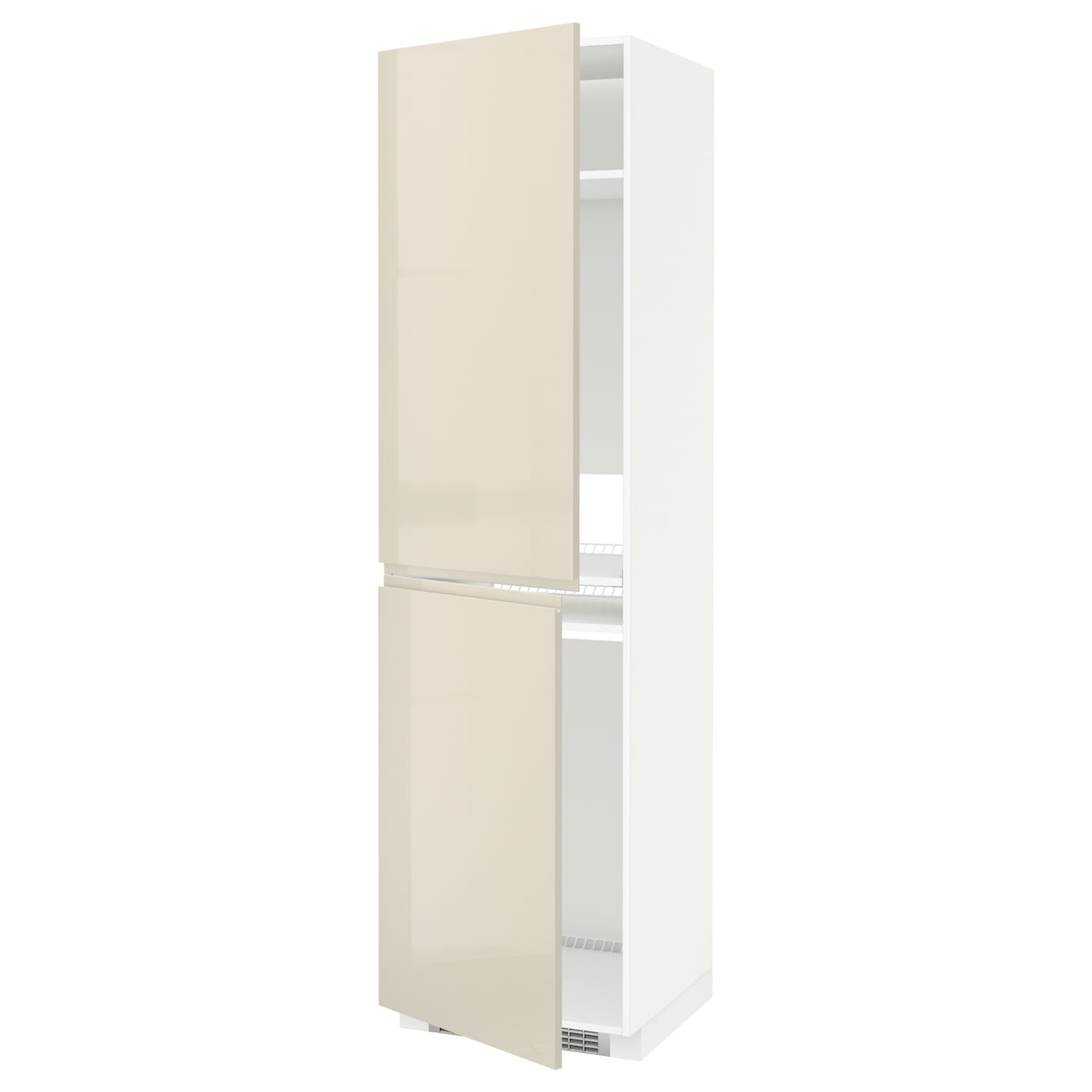 Высокий кухонный шкаф - IKEA METOD/МЕТОД ИКЕА, 220х60х60 см, белый/бежевый глянцевый