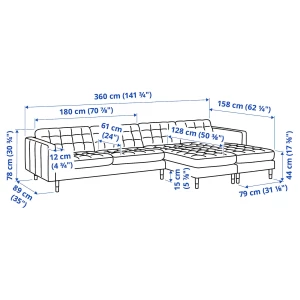 Второе фото. 5-местный диван с шезлонгом - IKEA LANDSKRONA, 78x158x360см, темно-серый, ЛАНДСКРУНА ИКЕА