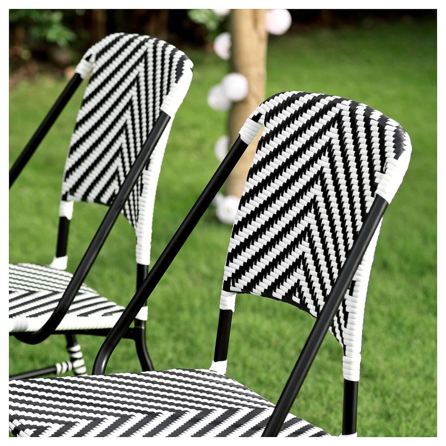 Стол+6 стульев садовый - NORRMANSÖ / VASSHOLMEN IKEA/ НОРРМАНСО /ВАСХОЛМЕН  ИКЕА, 220х100х74 см, черно-белый/коричневый (изображение №4)