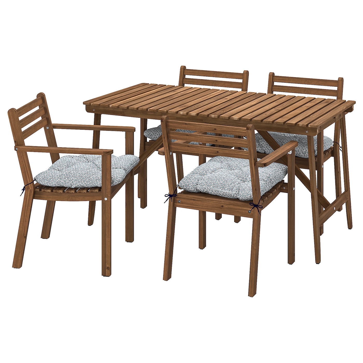 Садовый стол и 4 стула - ASKHOLMEN IKEA/ АСКХОЛЬМЕН ИКЕА,  143х75 см, коричневый
