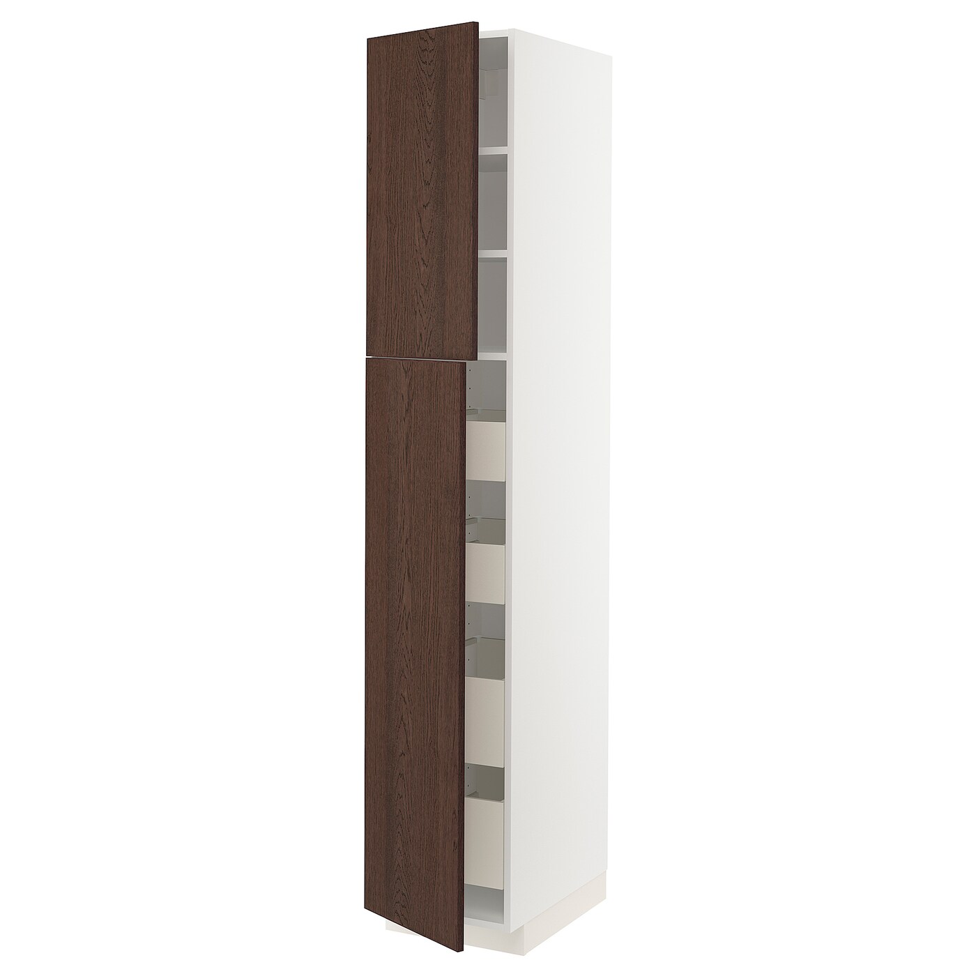 Высокий шкаф - IKEA METOD/MAXIMERA/МЕТОД/МАКСИМЕРА ИКЕА, 220х60х40 см, коричневый/белый