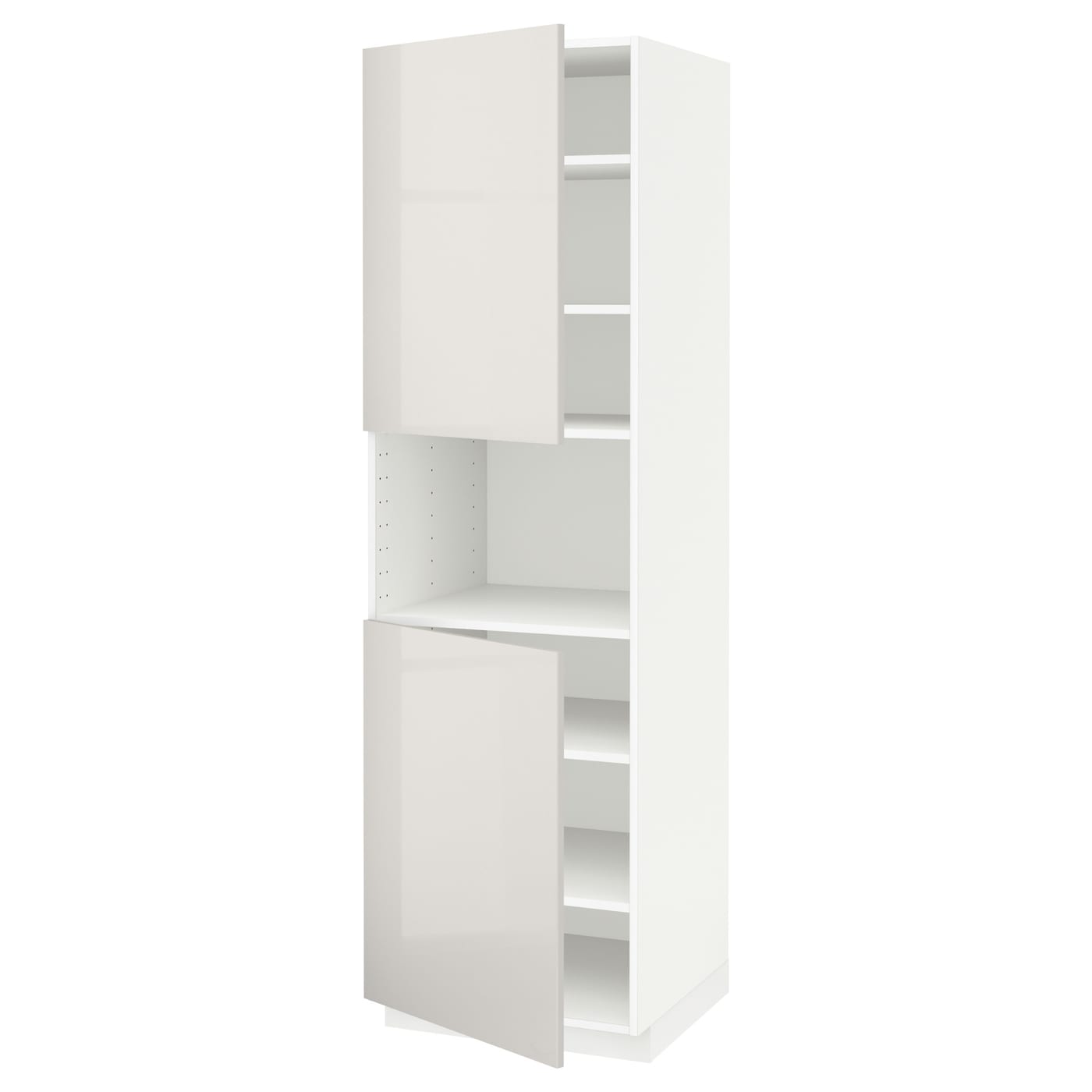 Кухонный шкаф-пенал - IKEA METOD/МЕТОД ИКЕА, 200х60х60 см, белый/светло-серый глянцевый