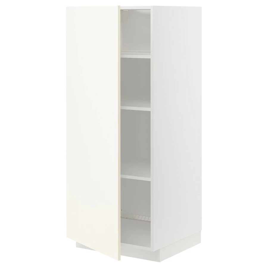 Высокий шкаф - IKEA METOD/МЕТОД ИКЕА, 140х60х60 см, белый/светло-бежевый (изображение №1)
