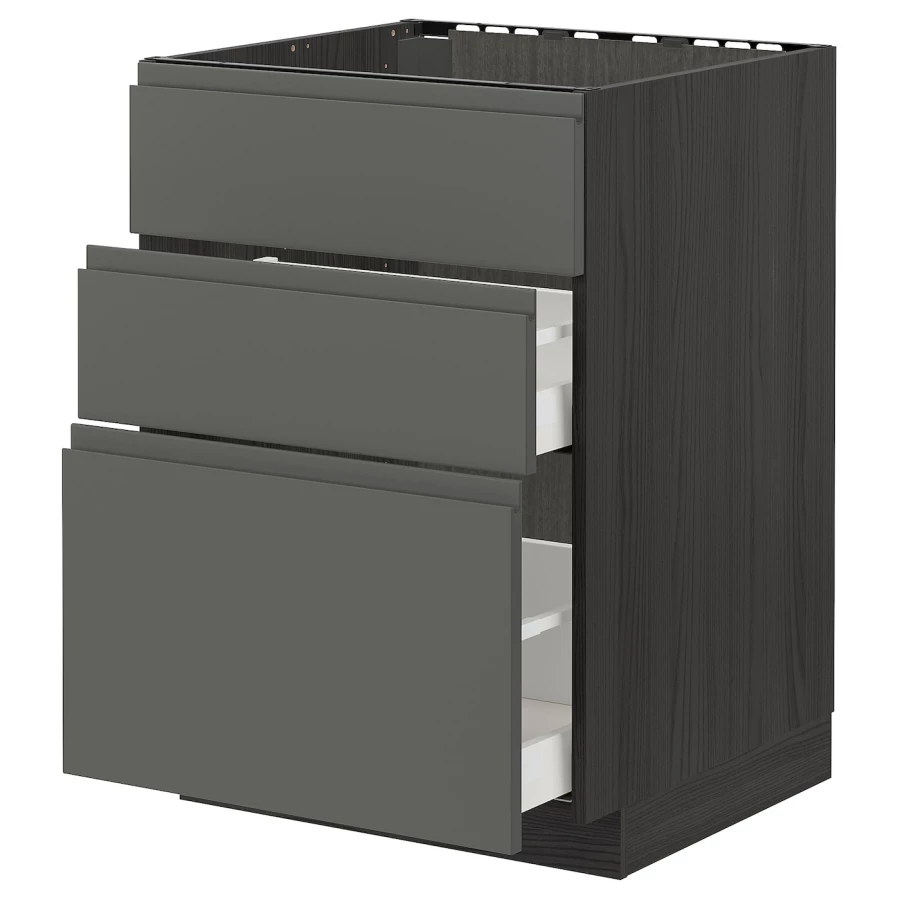 Напольный кухонный шкаф  - IKEA METOD MAXIMERA, 88x62x60см, черный/темно-серый, МЕТОД МАКСИМЕРА ИКЕА (изображение №1)
